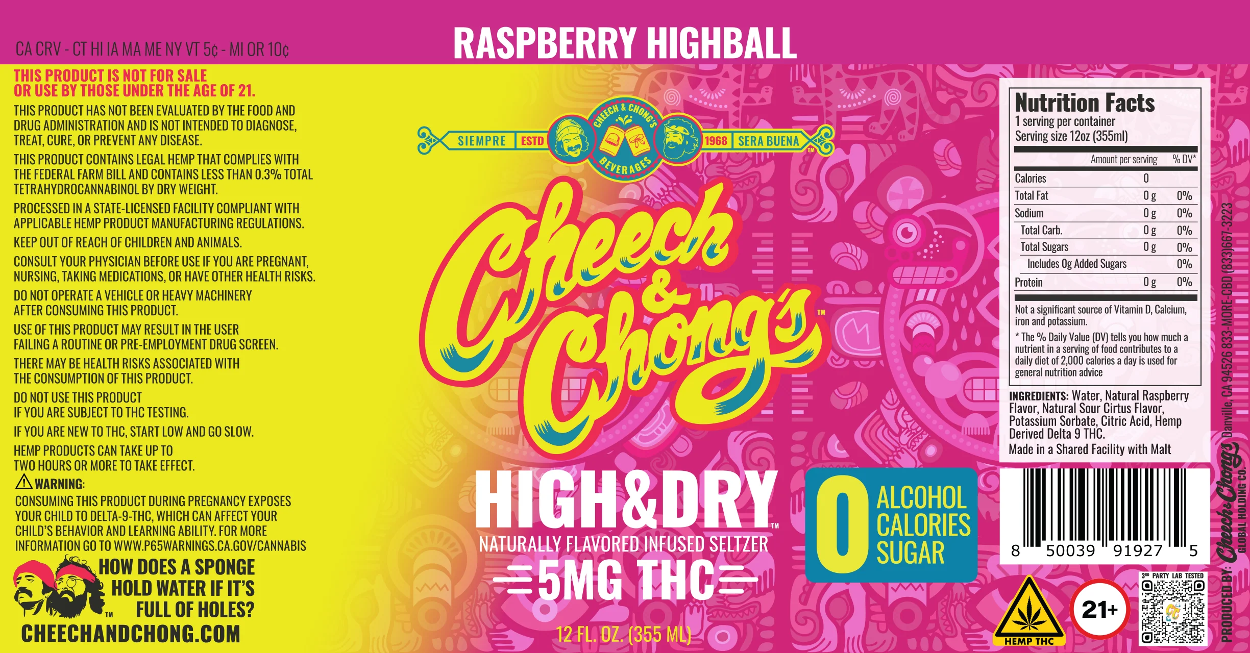 High & Dry Delta-9 THC Seltzer - Raspberry Highball (6-pack, 30 mg) - Image 5