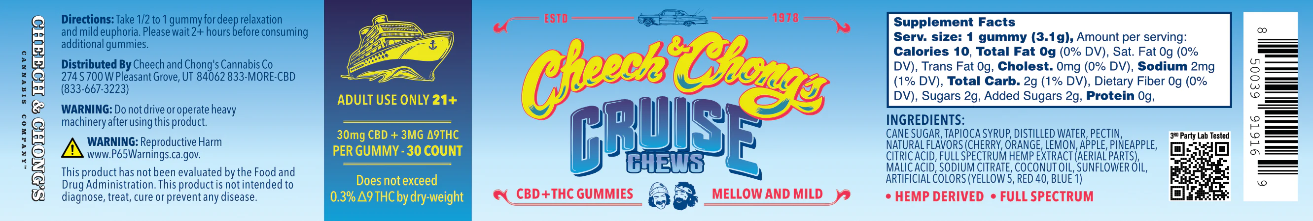 Cruise Chews Delta-9 THC + CBD Gummies (90 mg THC + 990 mg CBD) - Image 3
